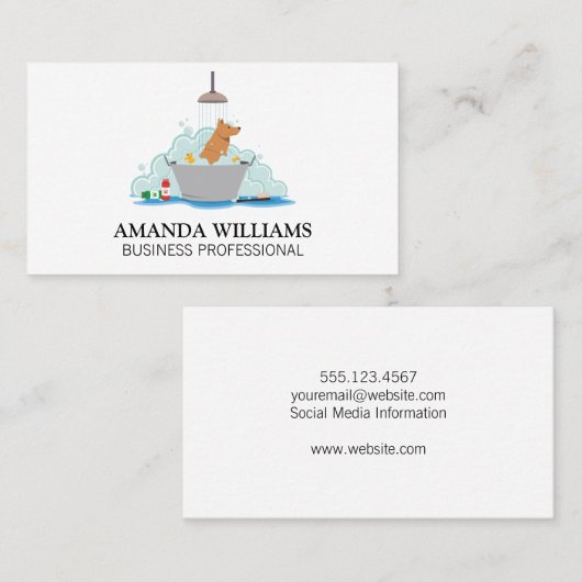 Symbol für Hunde-Wash-Dusche Visitenkarte (Vorne/Hinten)