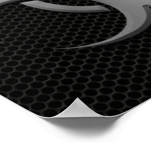 Symbol für industrielle Gefährdung mit Stahleffekt Poster (Ecke)