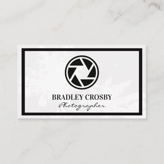 Symbol für Kameraablensen | Hintergrund tropischer Visitenkarte (Vorderseite)