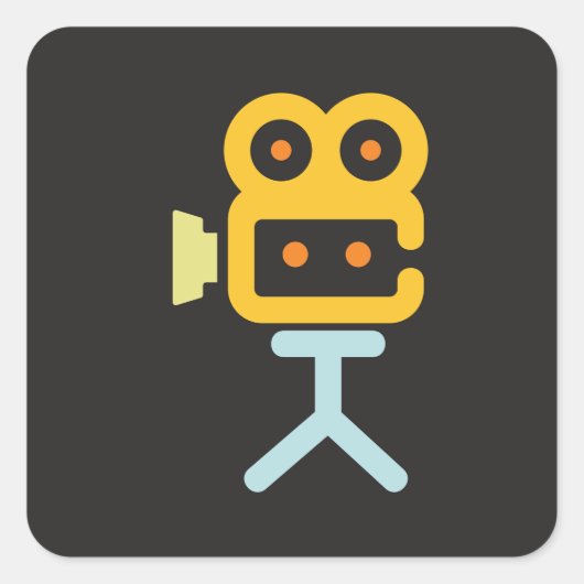 Symbol für Kinokamera Quadratischer Aufkleber (Vorderseite)