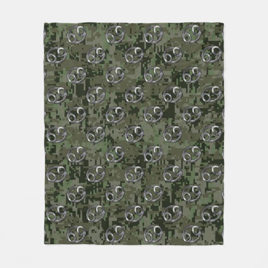 Symbol für Krebs auf der grünen digitalen Camoufla Fleecedecke (Vorderseite)