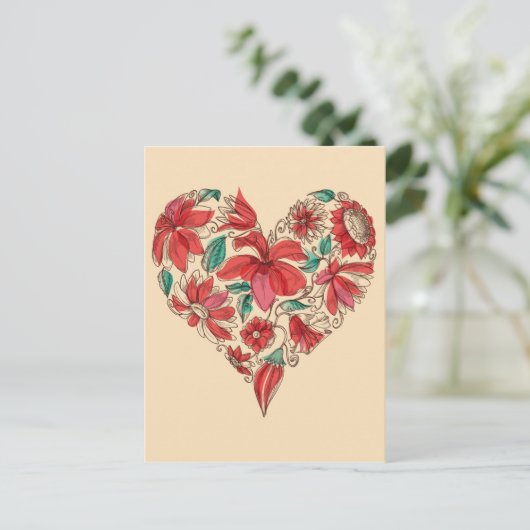 Symbol für Liebe der Blume im Rücken Postkarte (Stehend Vorderseite)