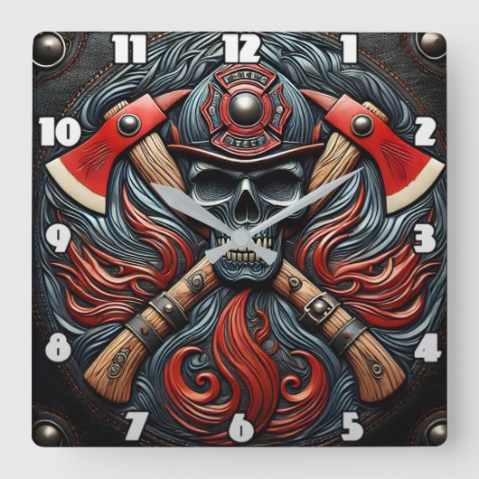 Symbol für Mut und Brandschutz Quadratische Wanduhr (Vorderseite)