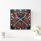 Symbol für Mut und Brandschutz Quadratische Wanduhr (Zuhause)