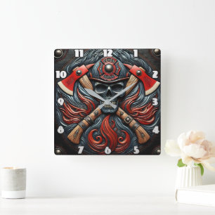 Symbol für Mut und Brandschutz Quadratische Wanduhr