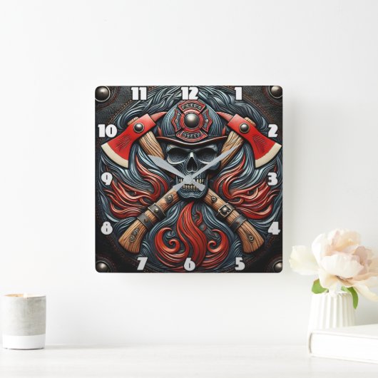 Symbol für Mut und Brandschutz Quadratische Wanduhr (Zuhause)