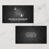 Symbol für Netzwerkkommunikation | Schwarze Textur Visitenkarte (Vorne/Hinten)