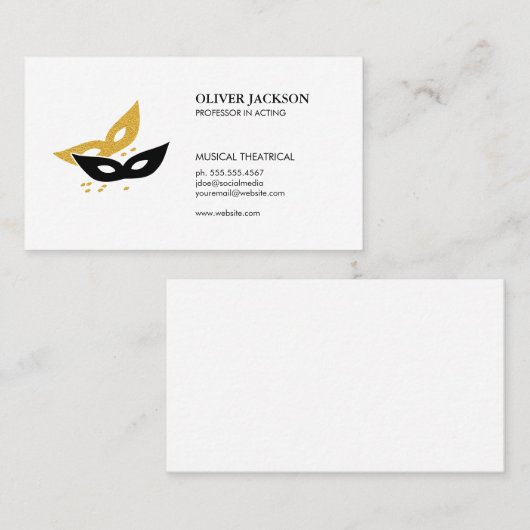 Symbol für Party-Masken Visitenkarte (Vorne/Hinten)