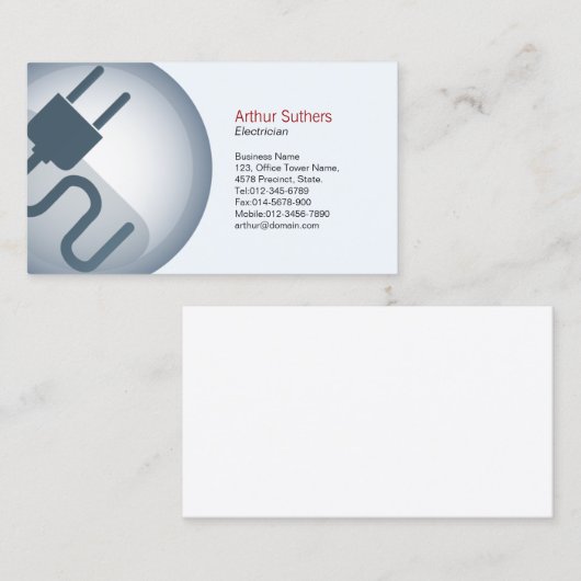 Symbol für Power-Kabel der Elektrokarte Visitenkarte (Vorne/Hinten)