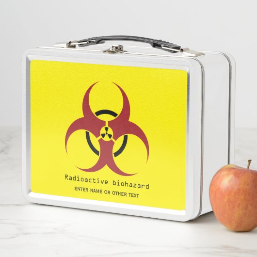 Symbol für radioaktive Biogefährdung rot/schwarz Metall Brotdose (Beispiel)