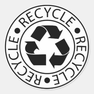 Symbol für Recycling in Schwarz, Eco, Tag der Erde Runder Aufkleber