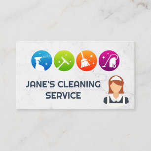 Symbol für Reinigungsdienste   Maid Icons Visitenkarte