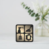 Symbol für Reinigungsdienste Quadrat der Visitenka Quadratische Visitenkarte (Stehend Vorderseite)