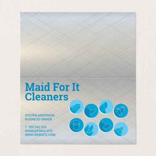 Symbol für Reinigungsdienste Visitenkarten (Außenseite Aufgefaltet)