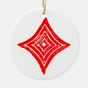 Symbol für rote Playing Card Diamant Form Linocut Keramik Ornament