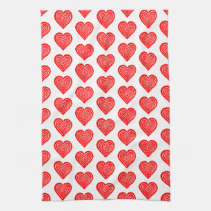 Symbol für rote Playing Card Form Lino Schnitt Geschirrtuch