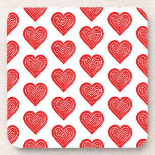 Symbol für rote Playing Card Form Lino Schnitt Getränkeuntersetzer