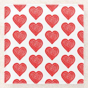 Symbol für rote Playing Card Form Lino Schnitt Glasuntersetzer