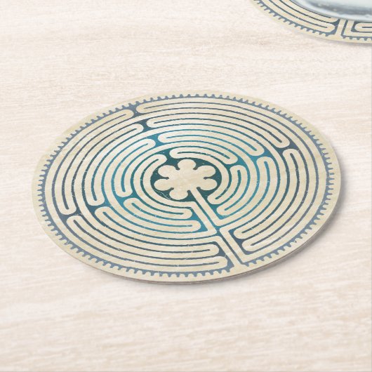 Symbol für Sacred Geometry - Chartres Labyrinth 1 Runder Pappuntersetzer (Angewinkelt)