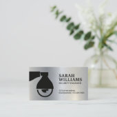 Symbol für Sicherheitskamera | Metallischer Hinter Visitenkarte (Stehend Vorderseite)