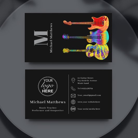 Symbol für Social Media für den Gitarrenlehrer Visitenkarte