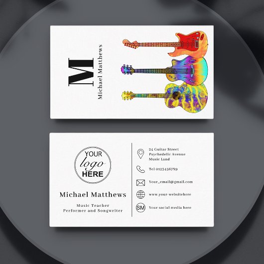 Symbol für Social Media für den Gitarrenlehrer Visitenkarte