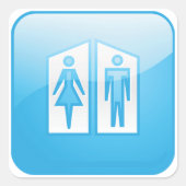 Symbol für Toiletten Quadratischer Aufkleber (Vorderseite)