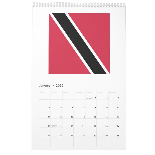 Symbol für Trinidad und Tobago Kalender (Jan 2026)