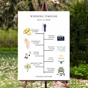 Symbol für Wasserfarbe Hochzeitstag Zeitleiste Zei Poster