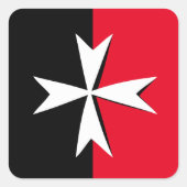 Symbol für weißes Malteserkreuz und Malta / Ritter Quadratischer Aufkleber (Vorderseite)