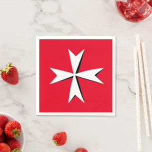 Symbol für weißes Malteserkreuz und Malta / Ritter Serviette