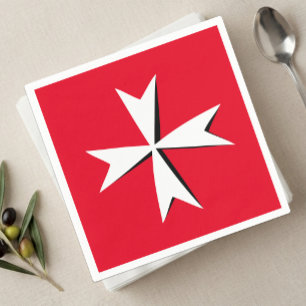 Symbol für weißes Malteserkreuz und Malta / Ritter Serviette