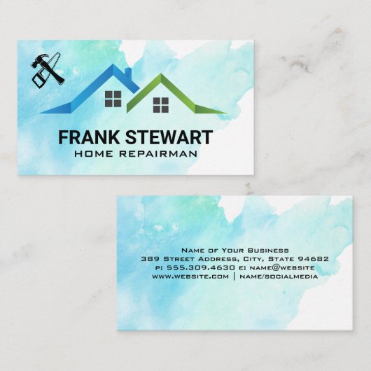 Symbol für Zimmerbuchungstools und Zuhause-Rooftop Visitenkarte (Vorne/Hinten)