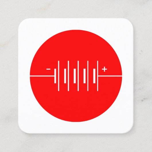 Symbol für zirkulierte Batterien - rot und weiß Quadratische Visitenkarte (Vorderseite)