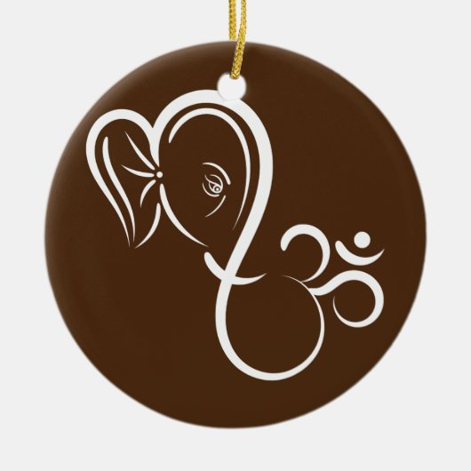 Symbol Ganesha Meditation Spirituelle Kalligrafie Keramik Ornament (Vorne)