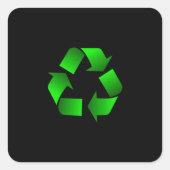 Symbol gerecycelt quadratischer aufkleber (Vorderseite)