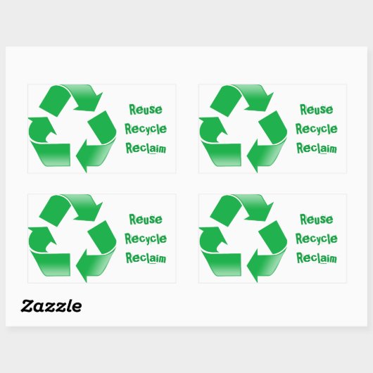 Symbol gerecycelt rechteckiger aufkleber (Blatt)