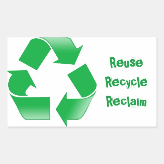 Symbol gerecycelt rechteckiger aufkleber (Vorderseite)