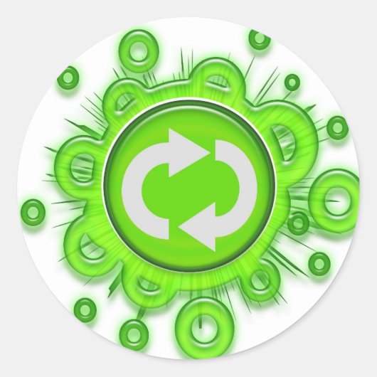 Symbol gerecycelt runder aufkleber (Vorderseite)