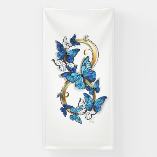 Symbol Infinity of Blue Morpho Butterflies Banner (Vertikal)
