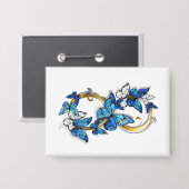 Symbol Infinity of Blue Morpho Butterflies Button (Vorderseite/Rückseite)
