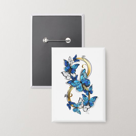 Symbol Infinity of Blue Morpho Butterflies Button (Vorderseite/Rückseite)