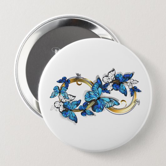 Symbol Infinity of Blue Morpho Butterflies Button (Vorne & Hinten)