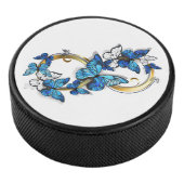 Symbol Infinity of Blue Morpho Butterflies Eishockey Puck (3/4)