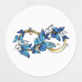 Symbol Infinity of Blue Morpho Butterflies Etiketten (Design 2)