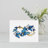 Symbol Infinity of Blue Morpho Butterflies Folie Einladungspostkarte (Stehend vorne)