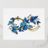 Symbol Infinity of Blue Morpho Butterflies Folie Einladungspostkarte (Vorderseite)