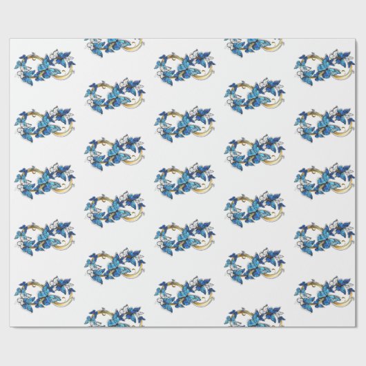 Symbol Infinity of Blue Morpho Butterflies Geschenkpapier (Flach)