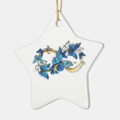 Symbol Infinity of Blue Morpho Butterflies Keramik Ornament (Links)