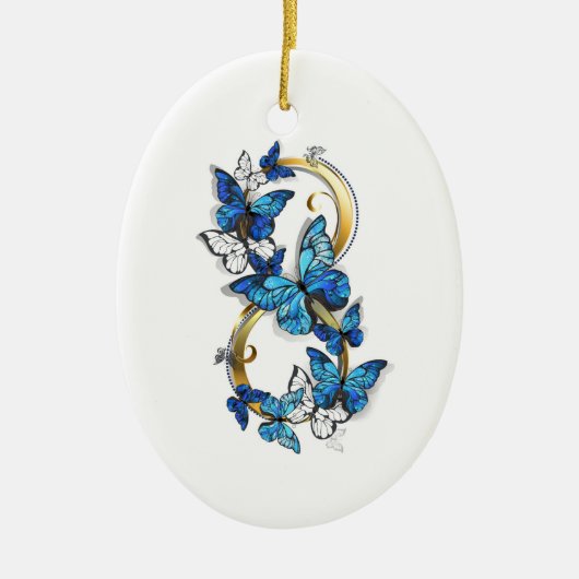 Symbol Infinity of Blue Morpho Butterflies Keramik Ornament (Vorne)